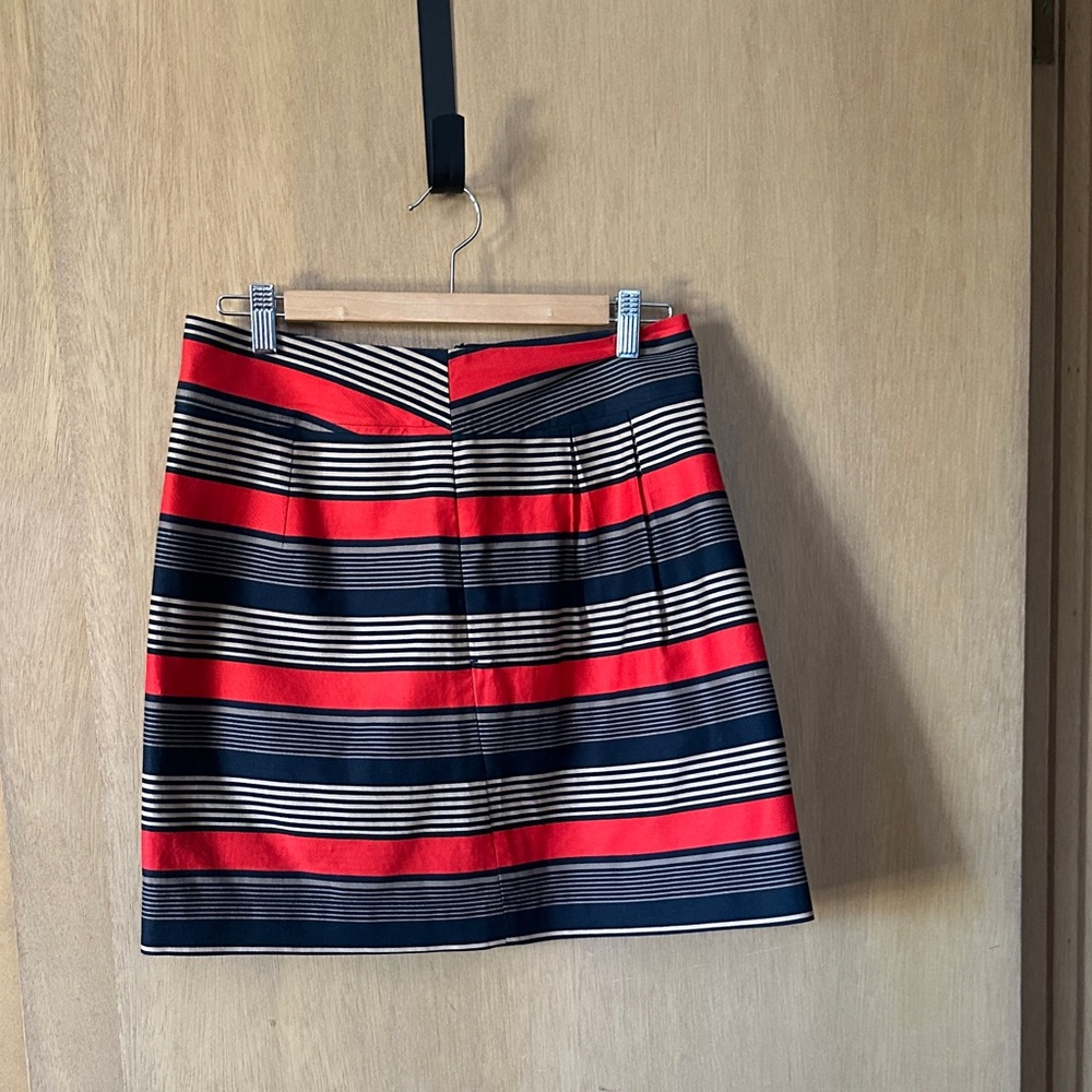 Banana Republic Red and Black Striped A-Line Skirt